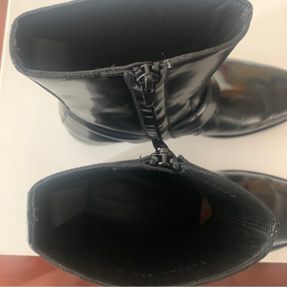 Balenciaga Shorter Black Veau Grossi Masculine Biker Boots Black Leather SZ 37.5 - Picture 10 of 14